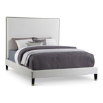 Harlie Velvet Upholstered Queen Bed in Cream