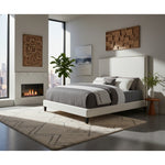 Harlie Velvet Upholstered Queen Bed in Cream