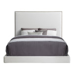 Harlie Velvet Upholstered Queen Bed in Cream