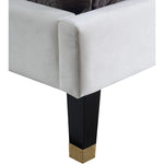Harlie Velvet Upholstered Queen Bed in Cream