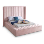 Kiki Velvet Upholstered King Bed (3 Boxes) in Pink