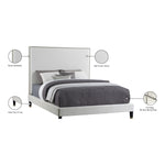 Harlie Velvet Upholstered Queen Bed in Cream