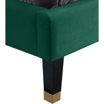 Harlie Velvet Upholstered Queen Bed in Green