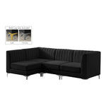Alina 91" Velvet Upholstered 4pc. Modular Sectional in Black