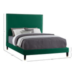 Harlie Velvet Upholstered Queen Bed in Green