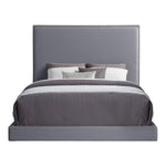 Harlie Velvet Upholstered Queen Bed in Grey