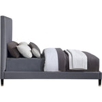 Harlie Velvet Upholstered Queen Bed in Grey