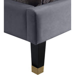 Harlie Velvet Upholstered Queen Bed in Grey