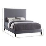Harlie Velvet Upholstered Queen Bed in Grey