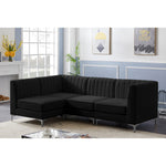 Alina 91" Velvet Upholstered 4pc. Modular Sectional in Black