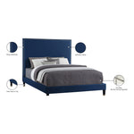 Harlie Velvet Upholstered Queen Bed in Navy
