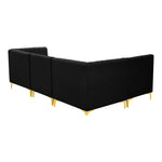 Alina 91" Velvet Upholstered 4pc. Modular Sectional in Black