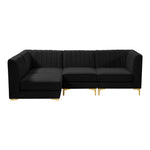Alina 91" Velvet Upholstered 4pc. Modular Sectional in Black