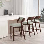 Patricia Wood Upholstered Counter Stool in White Glacier