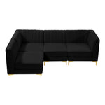 Alina 91" Velvet Upholstered 4pc. Modular Sectional in Black