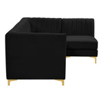 Alina 91" Velvet Upholstered 4pc. Modular Sectional in Black