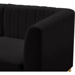 Alina 91" Velvet Upholstered 4pc. Modular Sectional in Black