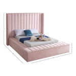 Kiki Velvet Upholstered King Bed (3 Boxes) in Pink