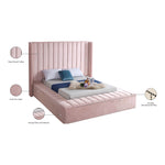 Kiki Velvet Upholstered King Bed (3 Boxes) in Pink
