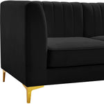Alina 91" Velvet Upholstered 4pc. Modular Sectional in Black