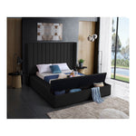Kiki Velvet Upholstered Queen Bed (3 Boxes) in Black