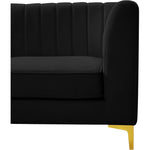 Alina 91" Velvet Upholstered 4pc. Modular Sectional in Black