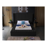 Kiki Velvet Upholstered Queen Bed (3 Boxes) in Black
