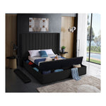Kiki Velvet Upholstered Queen Bed (3 Boxes) in Black