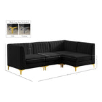 Alina 91" Velvet Upholstered 4pc. Modular Sectional in Black