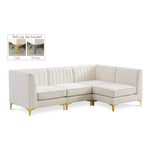 Alina 91" Velvet Upholstered 4pc. Modular Sectional in Cream