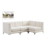 Alina 91" Velvet Upholstered 4pc. Modular Sectional in Cream