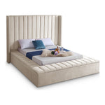 Kiki Velvet Upholstered Queen Bed (3 Boxes) in Cream