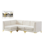 Alina 91" Velvet Upholstered 4pc. Modular Sectional in Cream