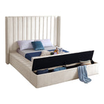 Kiki Velvet Upholstered Queen Bed (3 Boxes) in Cream