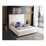 Kiki Velvet Upholstered Queen Bed (3 Boxes) in Cream