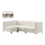 Alina 91" Velvet Upholstered 4pc. Modular Sectional in Cream
