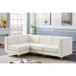 Alina 91" Velvet Upholstered 4pc. Modular Sectional in Cream