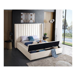 Kiki Velvet Upholstered Queen Bed (3 Boxes) in Cream