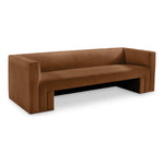 Henson 89.5" Velvet Upholstered Sofa in Saddle