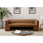 Henson 89.5" Velvet Upholstered Sofa in Saddle