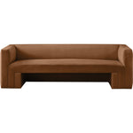Henson 89.5" Velvet Upholstered Sofa in Saddle