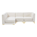 Alina 91" Velvet Upholstered 4pc. Modular Sectional in Cream
