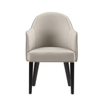Hillman Vegan Leather and Velvet Wood Armchair in Light Gray