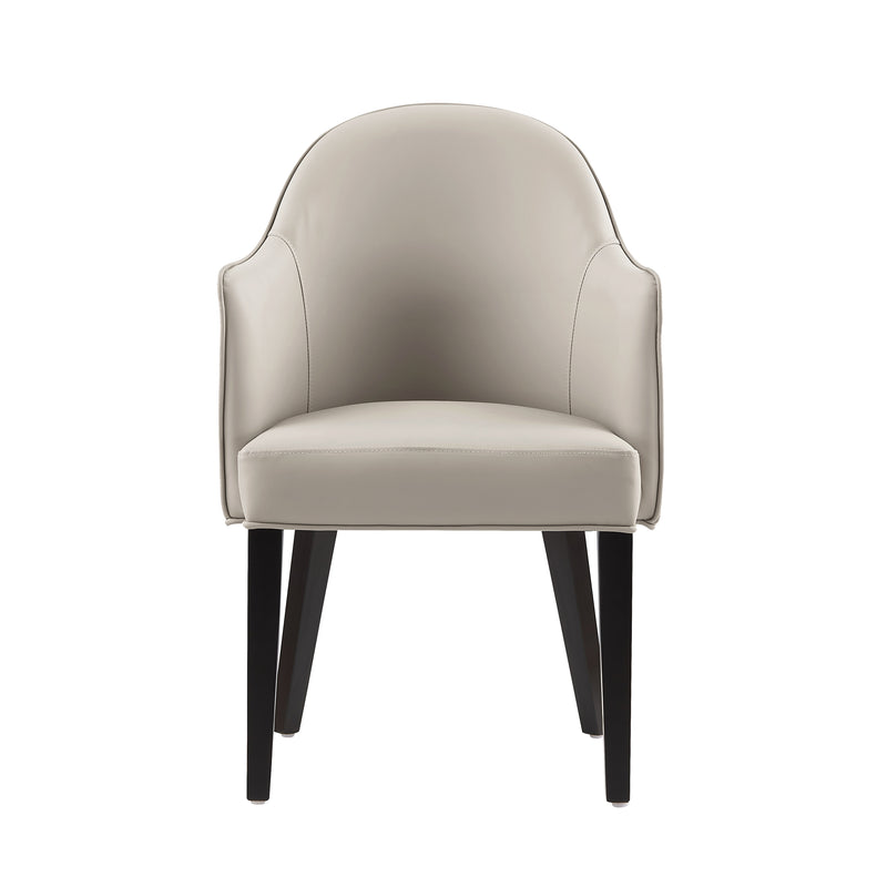 Hillman Vegan Leather and Velvet Wood Armchair in Light Gray