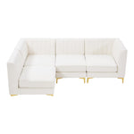 Alina 91" Velvet Upholstered 4pc. Modular Sectional in Cream