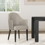 Hillman Vegan Leather and Velvet Wood Armchair in Light Gray