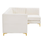 Alina 91" Velvet Upholstered 4pc. Modular Sectional in Cream