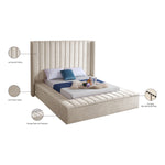 Kiki Velvet Upholstered Queen Bed (3 Boxes) in Cream