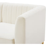 Alina 91" Velvet Upholstered 4pc. Modular Sectional in Cream