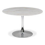 Holly 48" Marble Veneer Top And Metal Base Dining Table (3 Boxes) in Chrome